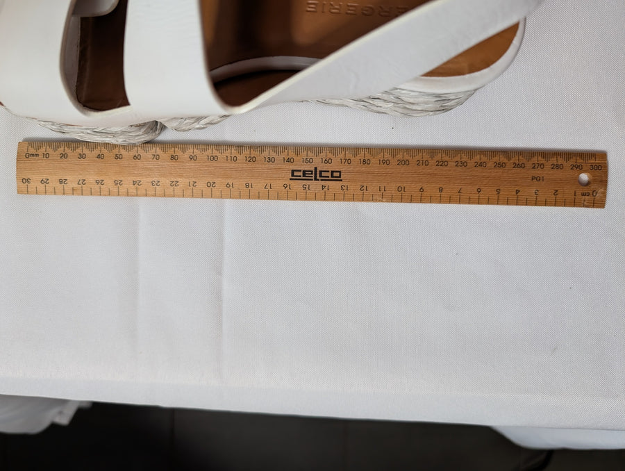 Clergerie Platform Espadrille Sandals White Leather EU 37.5 - Image 8