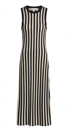 Runway Scout Striped Knit Midi Dress Black & Cream Size 8 - Image 1