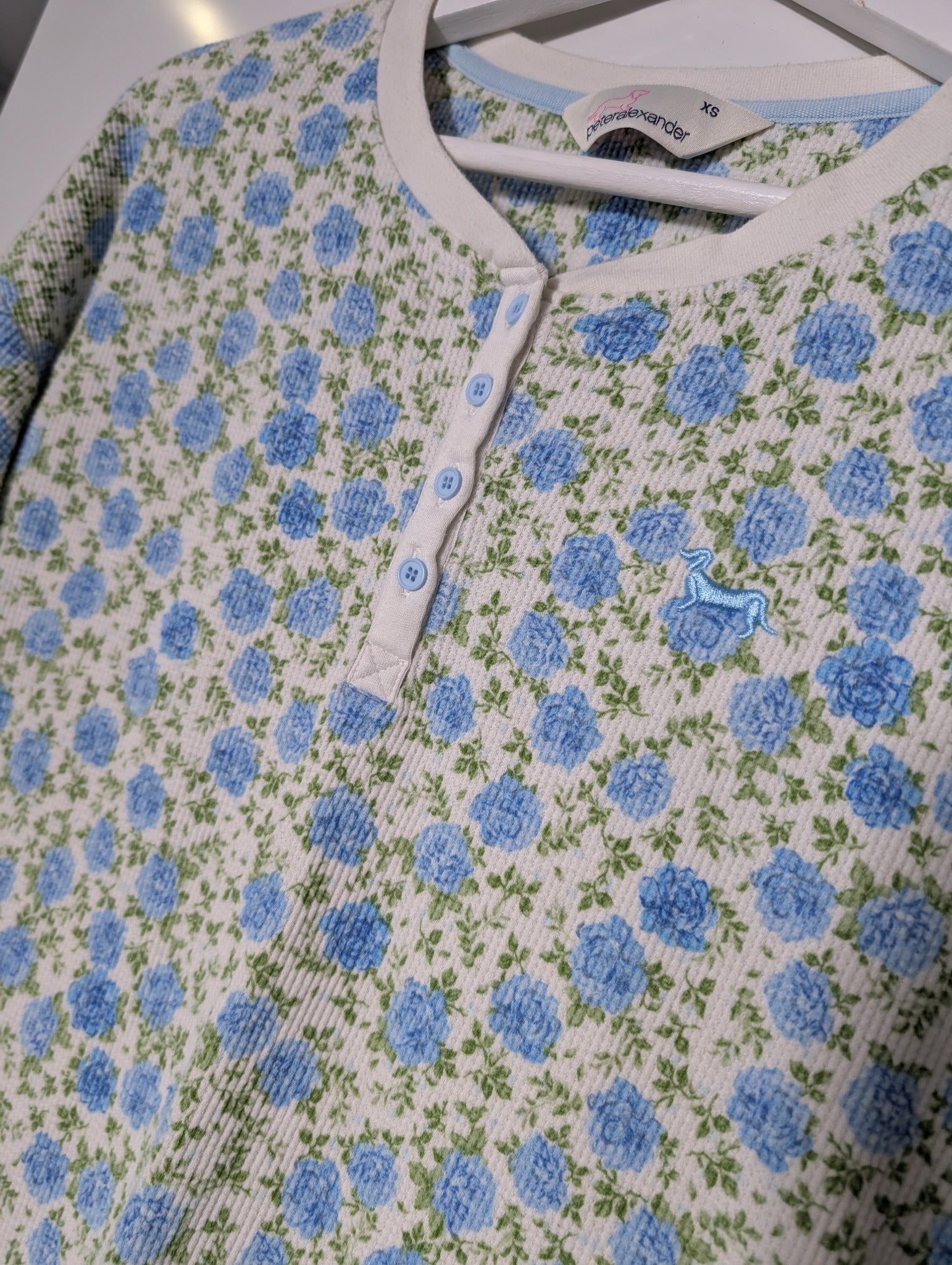 Peter Alexander Women's Floral Waffle Knit Pajama Set Blue XS - Image 2