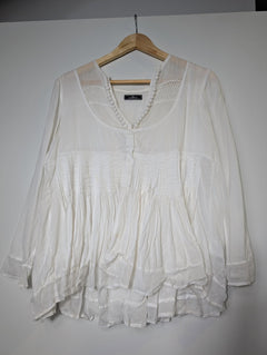 By Malene Birger Gauze Tunic Blouse White Pleated Detail - Image 6
