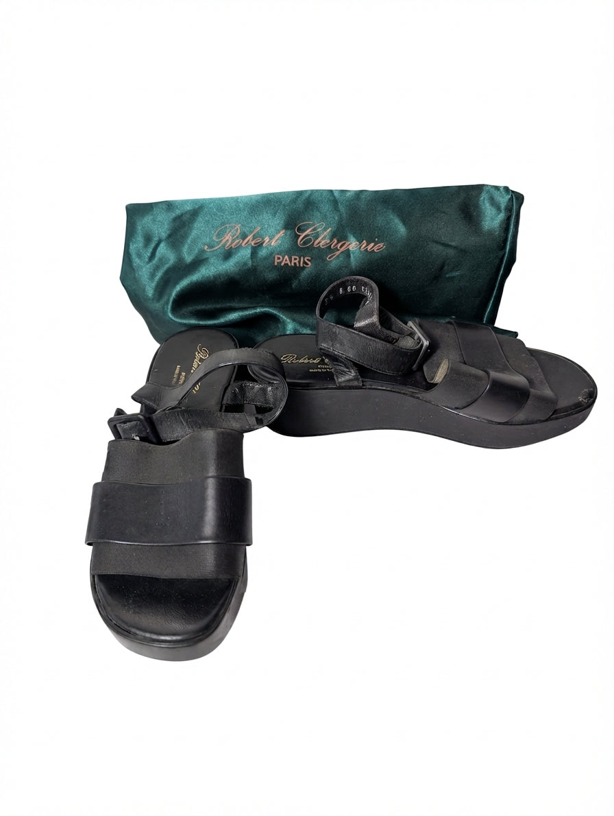 Robert Clergerie Platform Sandals Black Leather EU 38.5 - Image 1