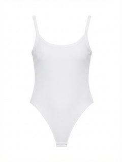All Things Golden Ribbed Scoop Neck Bodysuit White Size S - Image 1