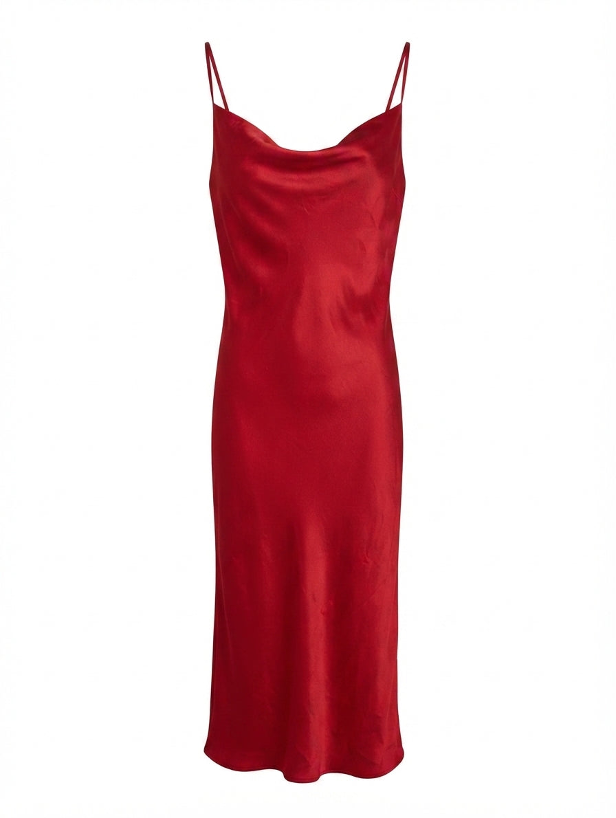 Whyte Valentyne Satin Cowl Neck Midi Slip Dress Red Size 6 - Image 1