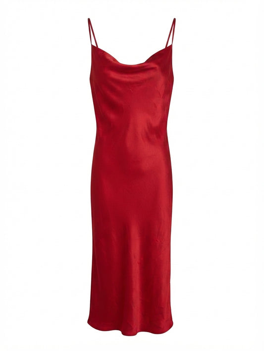 Whyte Valentyne Satin Cowl Neck Midi Slip Dress Red Size 6 - Image 1