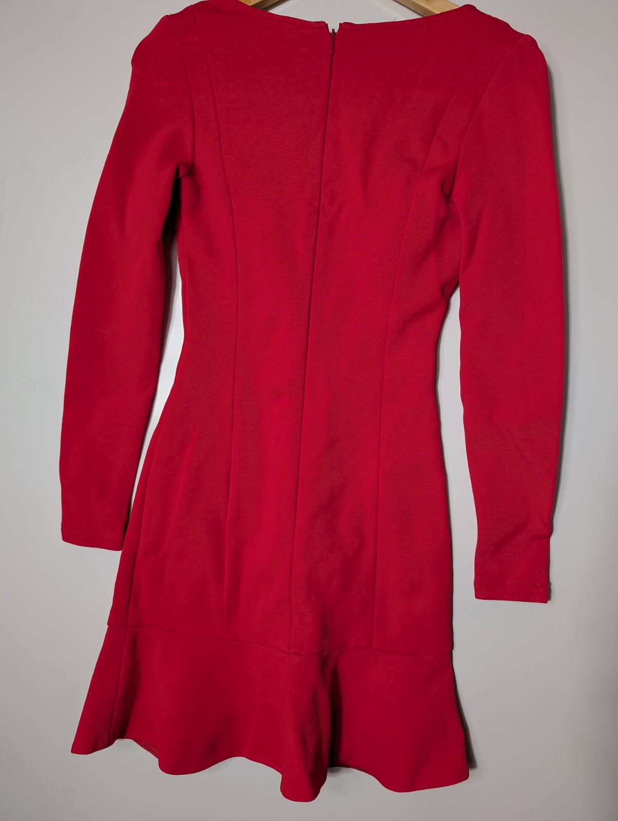 Kookai Long Sleeve V-Neck Mini Dress Red Size 34 - Image 5