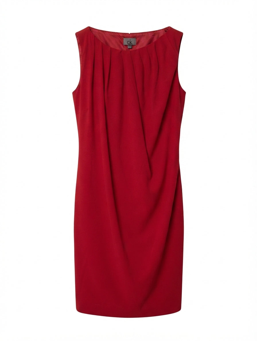 Calvin Klein Sleeveless Draped Sheath Dress Red Size 2 - Image 1