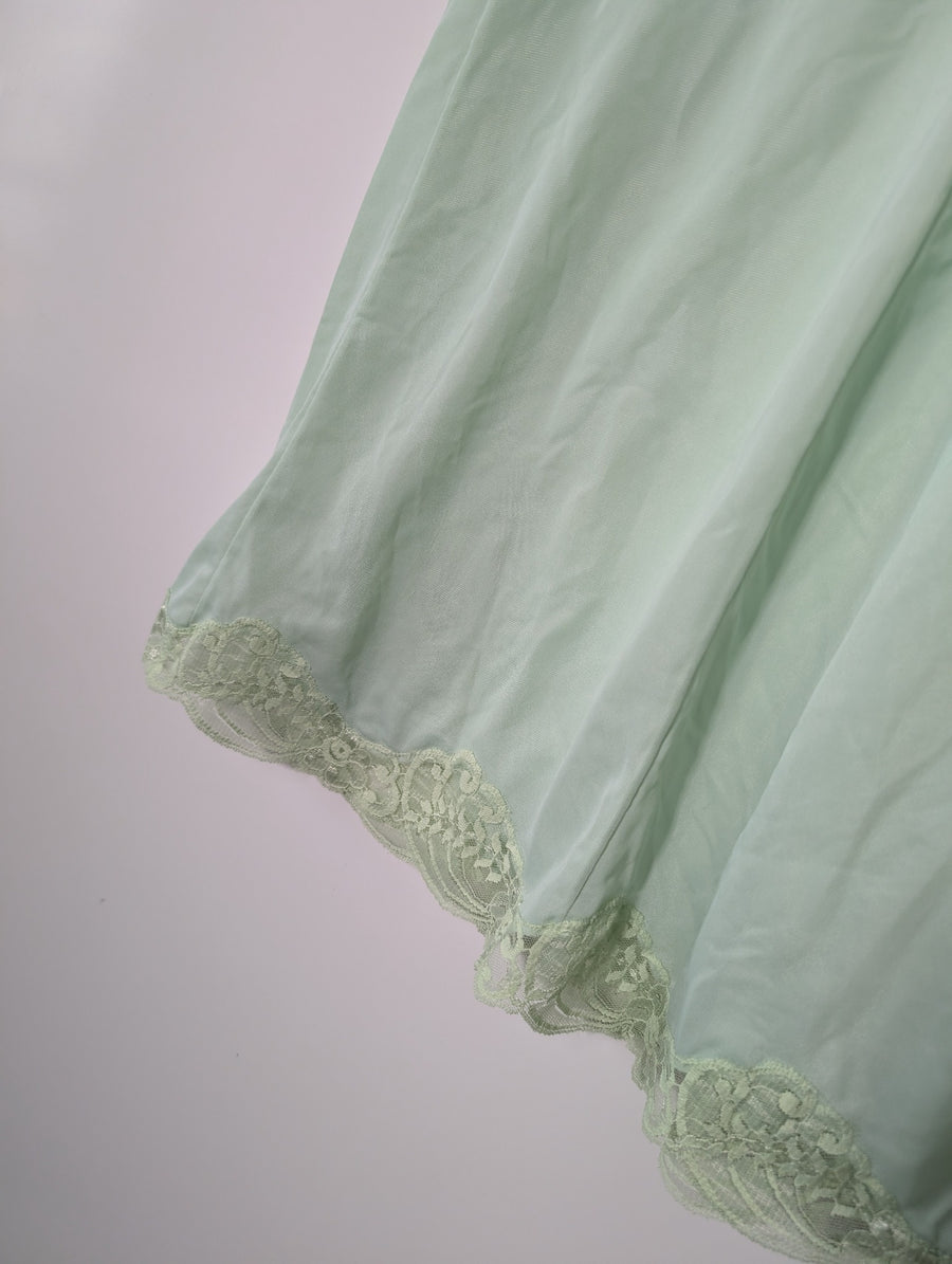 Palmers Vintage Slip Dress Mint Green Lace Trim Size 2 - Image 2