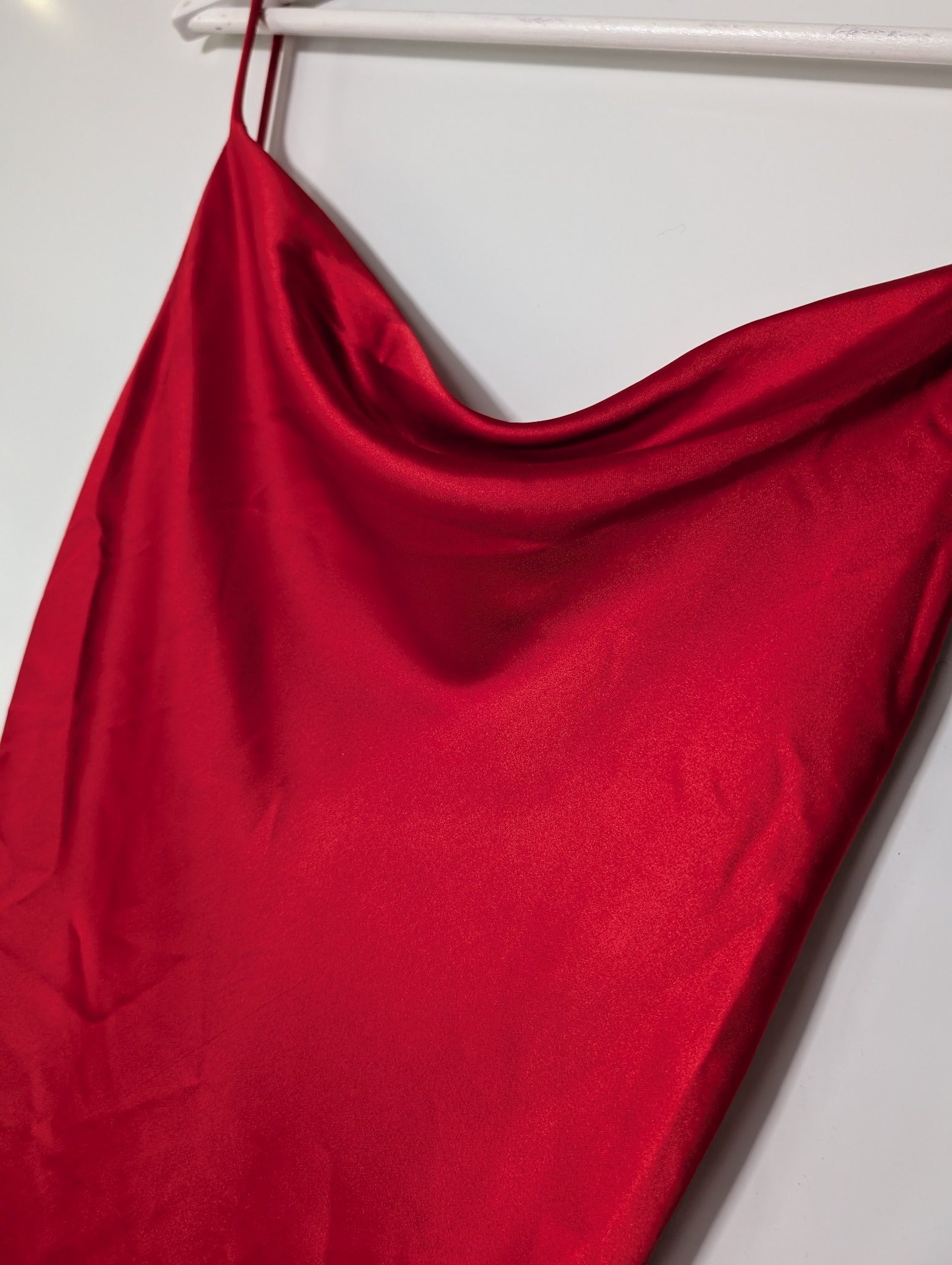 Whyte Valentyne Satin Cowl Neck Midi Slip Dress Red Size 6 - Image 2