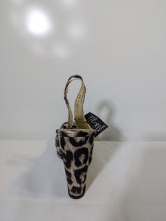 Stella McCartney Leopard Print Satin Peep Toe Wedge Slingback Sandals Size 38 - Image 3