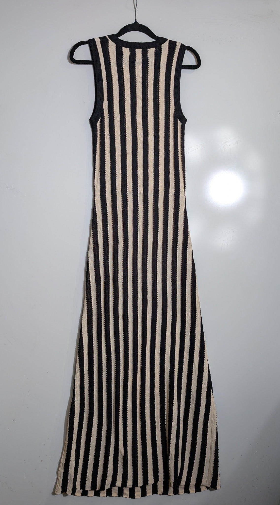 Runway Scout Striped Knit Midi Dress Black & Cream Size 8 - Image 3