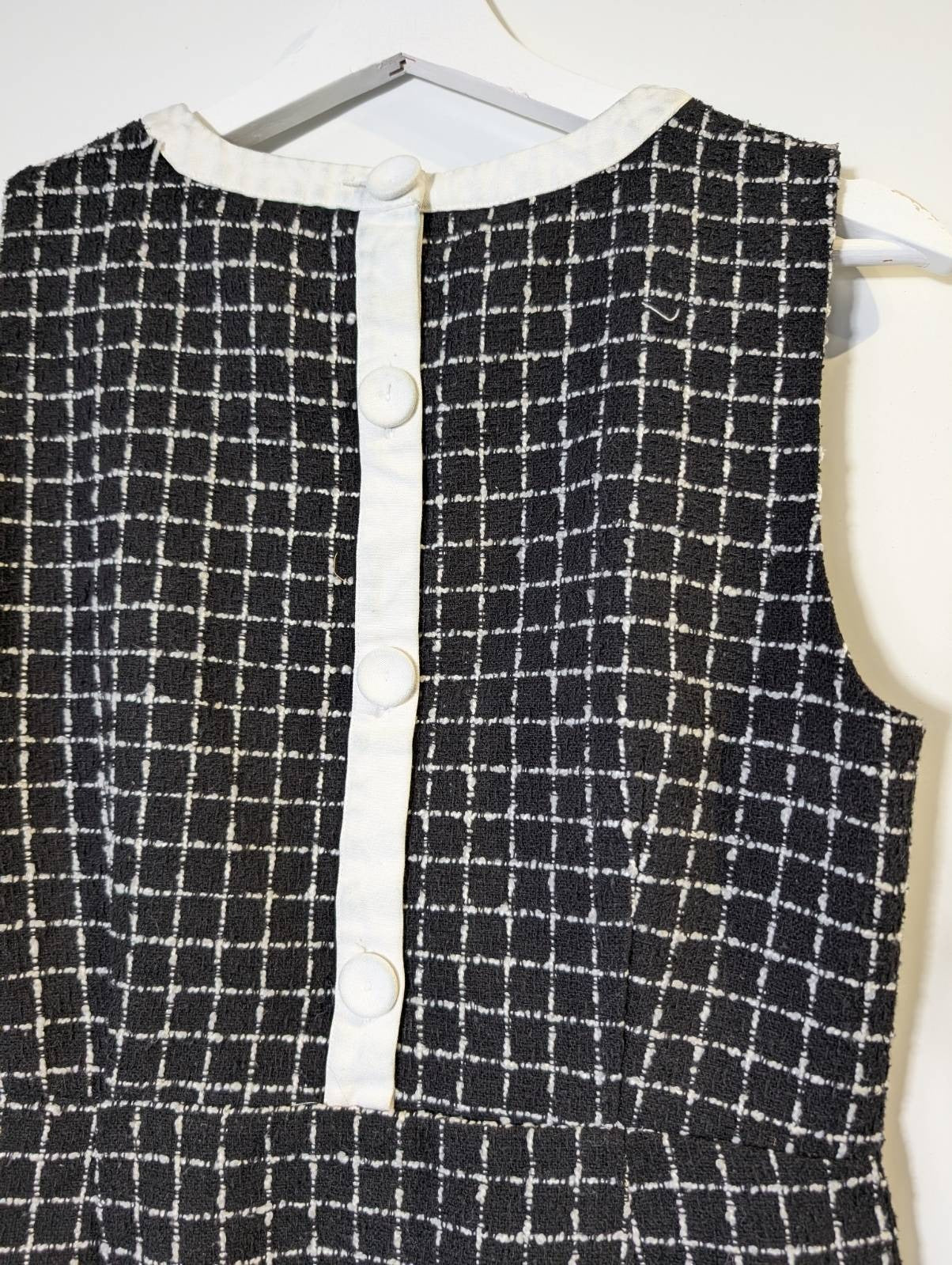Portmans Sleeveless Tweed Check Dress Black and White Size 10 - Image 8