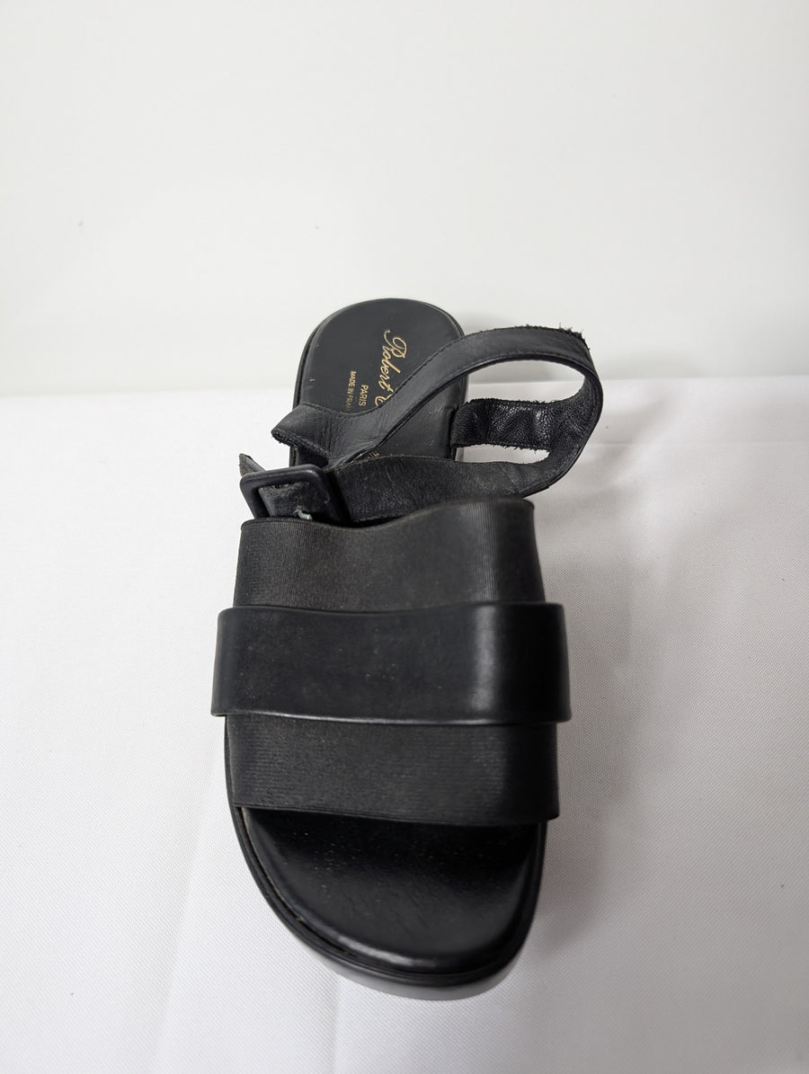 Robert Clergerie Platform Sandals Black Leather EU 38.5 - Image 2
