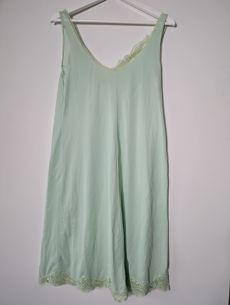 Palmers Vintage Slip Dress Mint Green Lace Trim Size 2 - Image 4