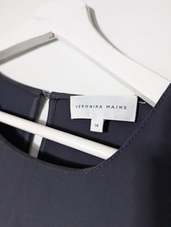 Veronika Maine Flutter Sleeve Shift Dress Navy Blue Size 16 - Image 3