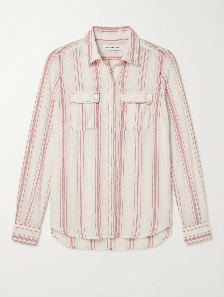Isabel Marant Étoile Striped Button-Down Shirt White and Red Size 40 - Image 1