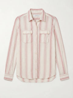 Isabel Marant Étoile Striped Button-Down Shirt White and Red Size 40 - Image 1