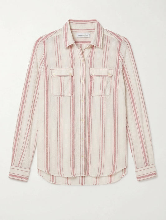 Isabel Marant Étoile Striped Button-Down Shirt White and Red Size 40 - Image 1