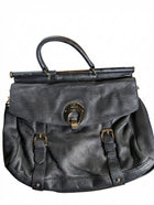 Oroton Leather Satchel Black Gold Hardware - Image 1