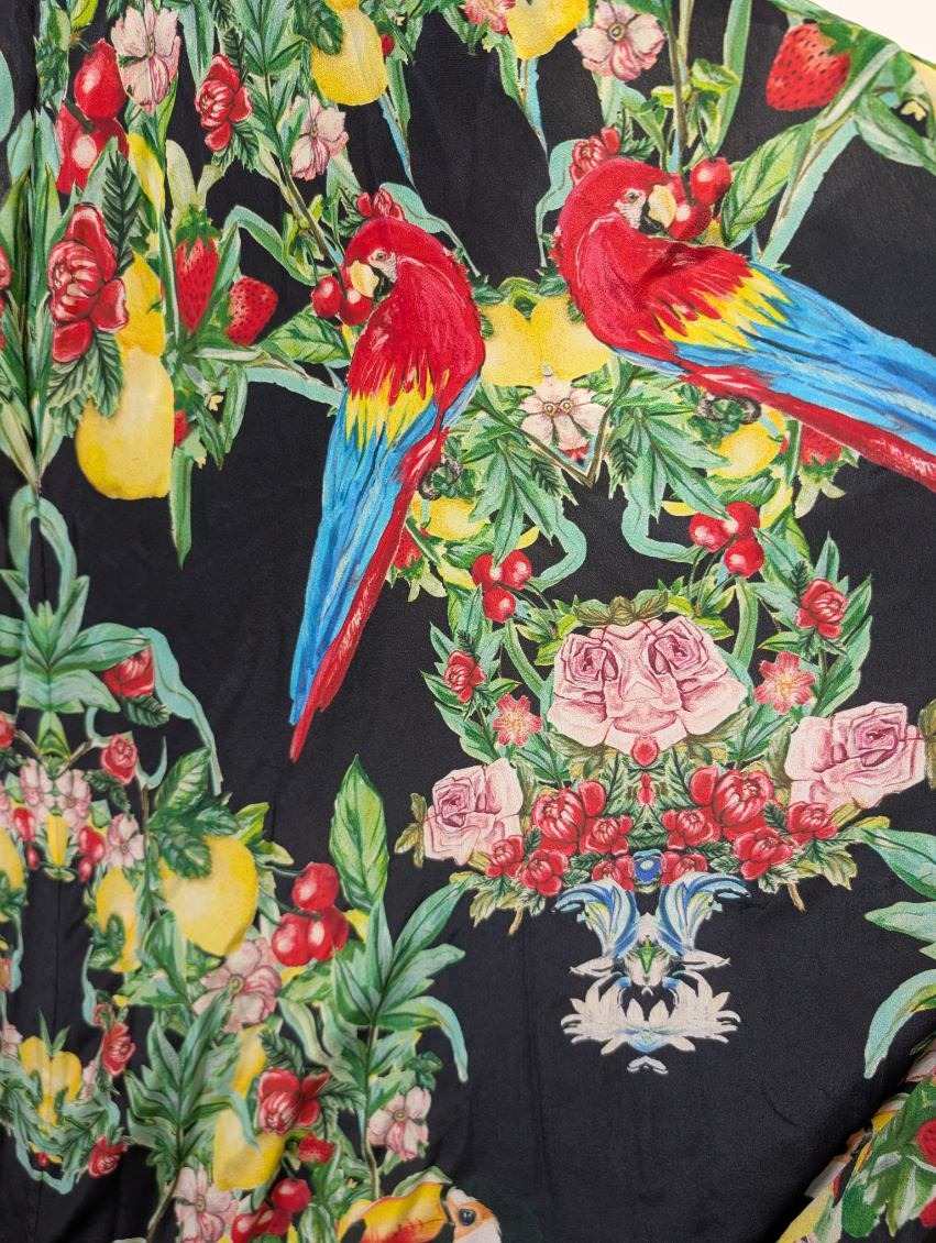 Camilla Parrot and Fruit Print Silk Maxi Dress with Crystal Embellishments - Image 9