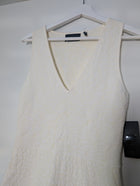 Line Textured V-Neck Fit and Flare Dress White Size M - Image 2