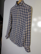 Suitsupply Men's Blue and White Check Pure Linen Shirt Size 37 / 14.5 - Image 10