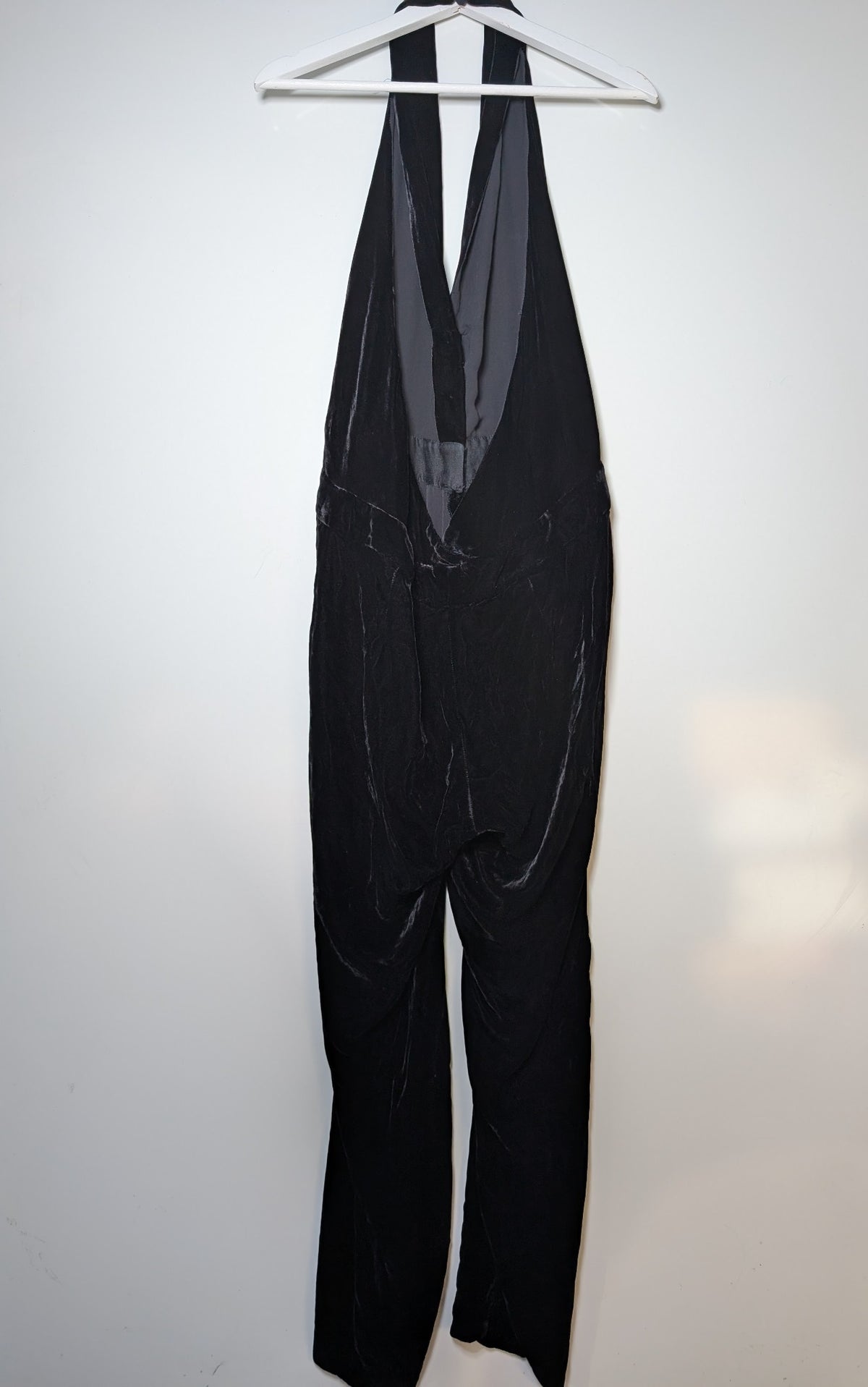 Bianca Spender Velvet Halter Neck Jumpsuit Black Size 14 - Image 6