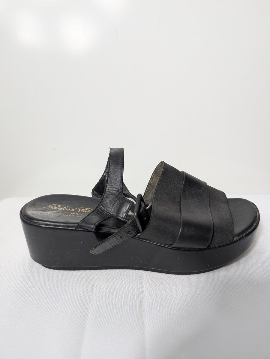 Robert Clergerie Platform Sandals Black Leather EU 38.5 - Image 3