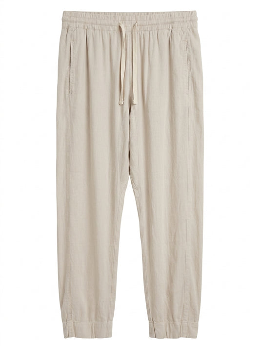 Witchery Linen Blend Drawstring Jogger Pants Beige Women's Size 12 - Image 1