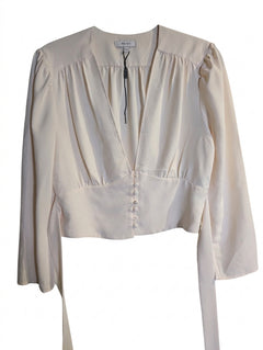 Reiss V-Neck Button-Front Blouse Cream Women's UK 8 - Image 1