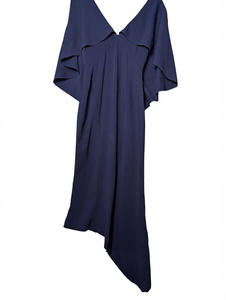 Ginger & Smart Asymmetrical Cape Dress Navy Blue Size:8 - Image 1