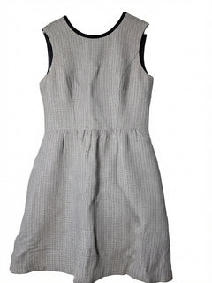 Cue Sleeveless Textured Fit and Flare Dress Grey Women's AU 12 - Image 1