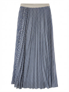 Daniela Drei Pleated Midi Skirt Blue and White Striped IT 44 - Image 1