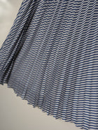 Daniela Drei Pleated Midi Skirt Blue and White Striped IT 44 - Image 2