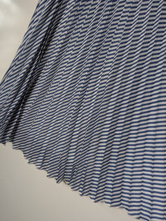Daniela Drei Pleated Midi Skirt Blue and White Striped IT 44 - Image 2