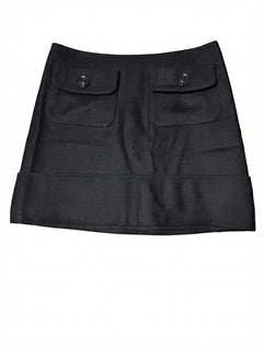 Burberry London Herringbone Wool Mini Skirt Black UK 8 - Image 1