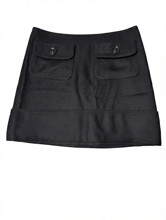Burberry London Herringbone Wool Mini Skirt Black UK 8 - Image 1
