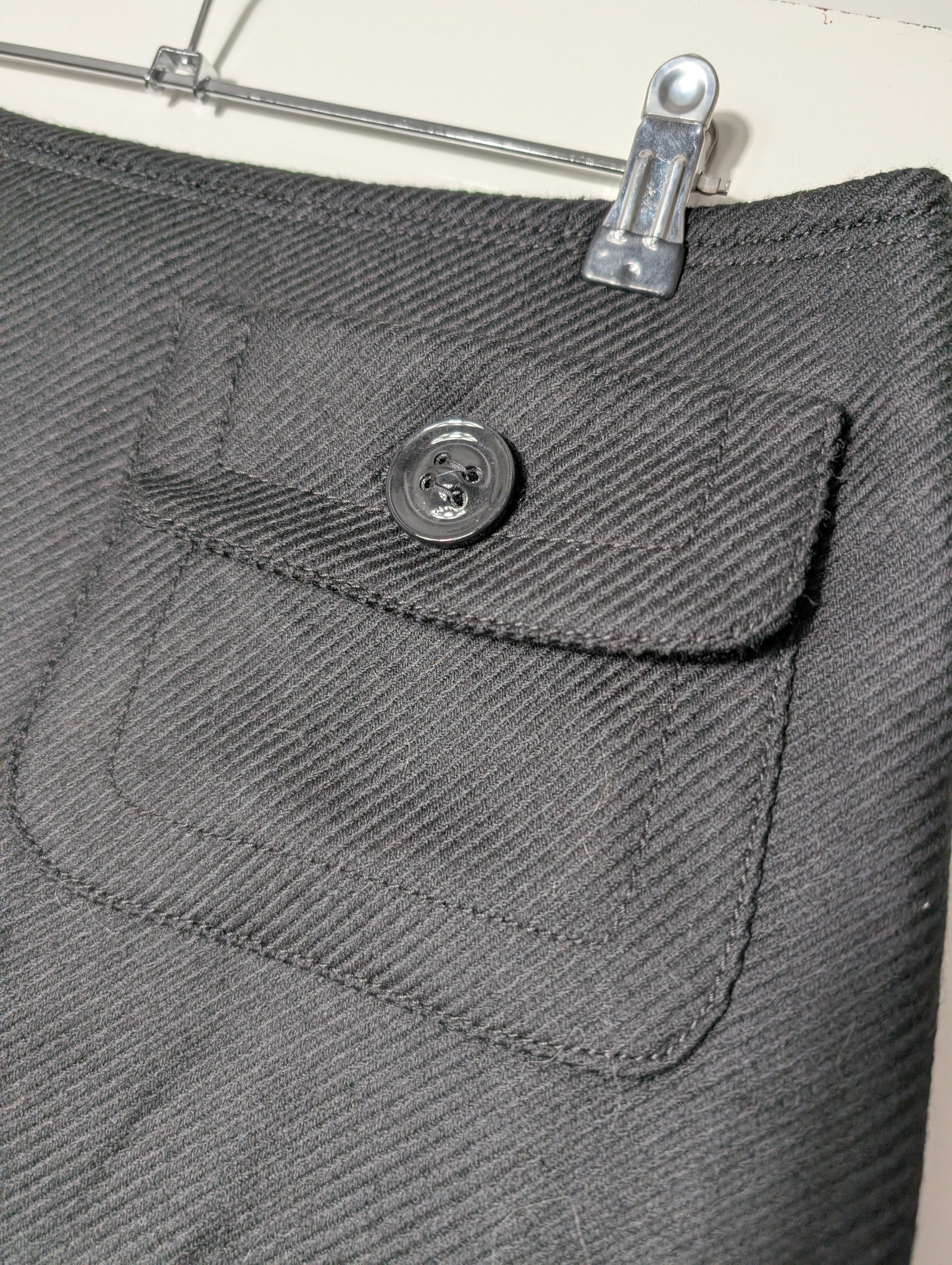 Burberry London Herringbone Wool Mini Skirt Black UK 8 - Image 2