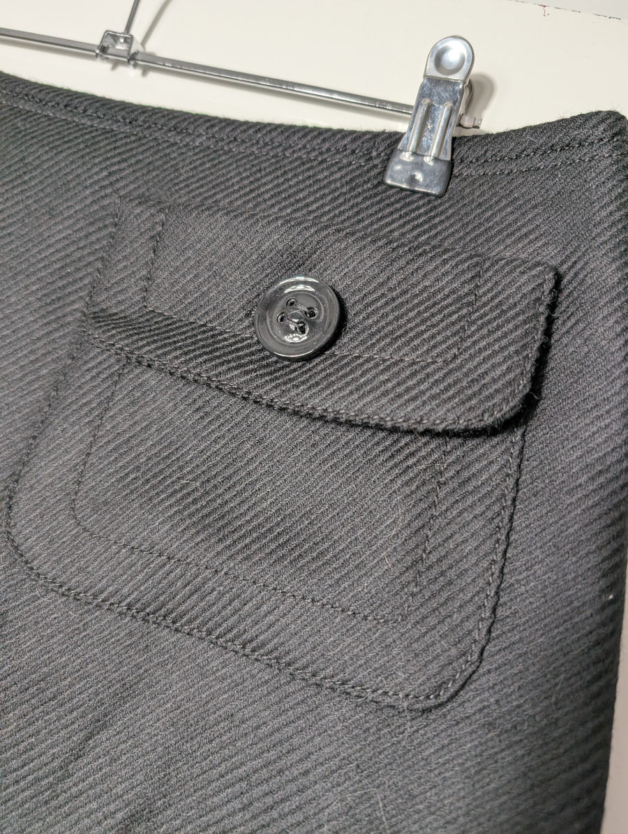 Burberry London Herringbone Wool Mini Skirt Black UK 8 - Image 2