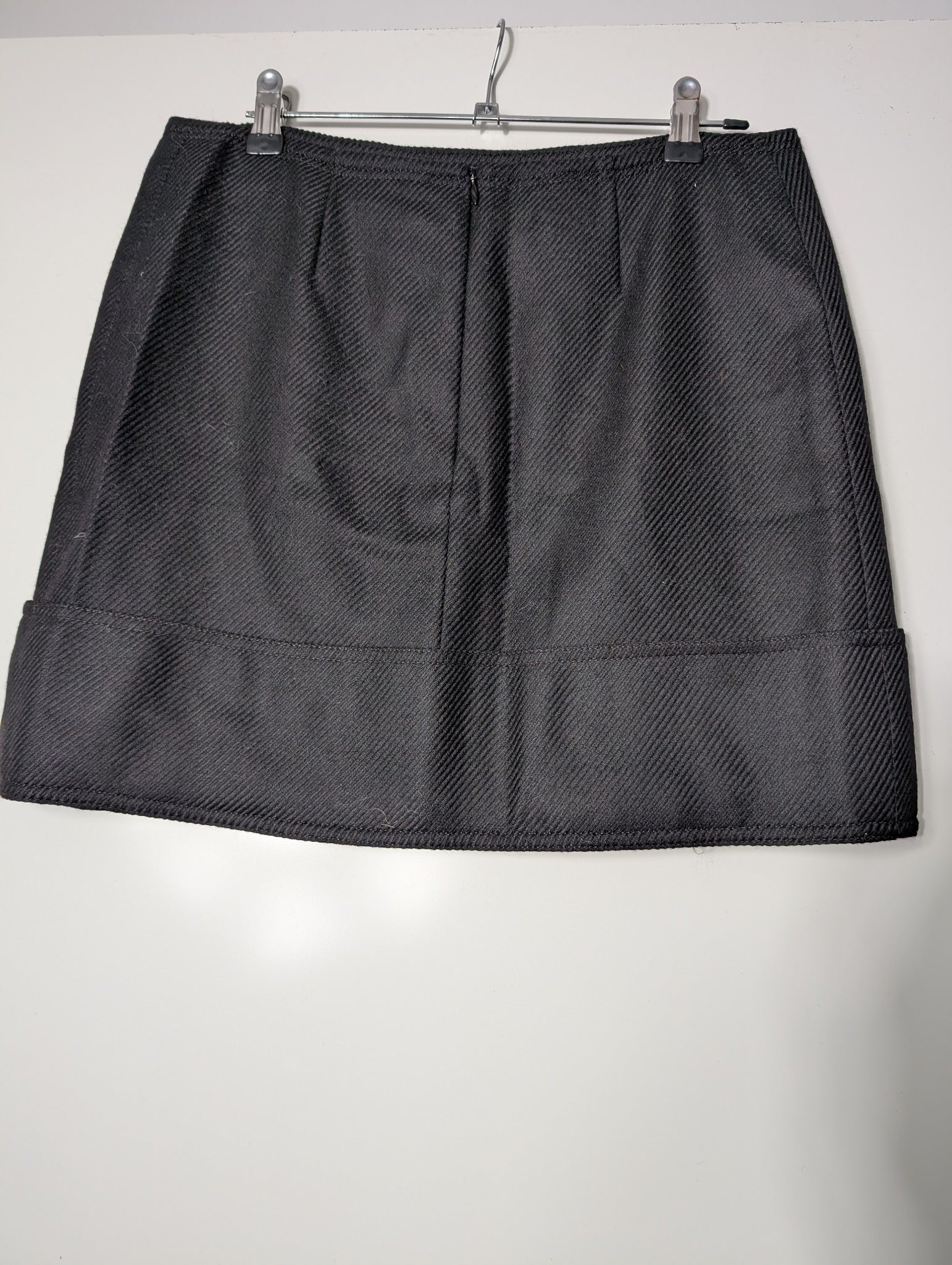 Burberry London Herringbone Wool Mini Skirt Black UK 8 - Image 3