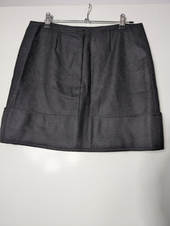 Burberry London Herringbone Wool Mini Skirt Black UK 8 - Image 3