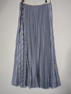 Daniela Drei Pleated Midi Skirt Blue and White Striped IT 44 - Image 5