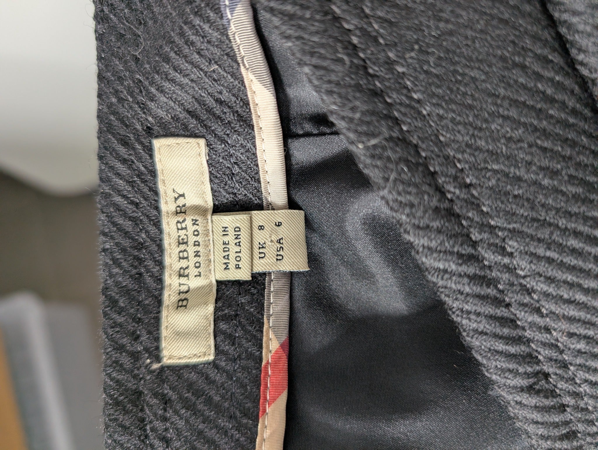 Burberry London Herringbone Wool Mini Skirt Black UK 8 - Image 4