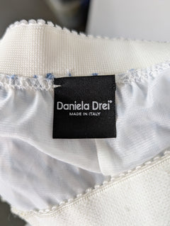 Daniela Drei Pleated Midi Skirt Blue and White Striped IT 44 - Image 6