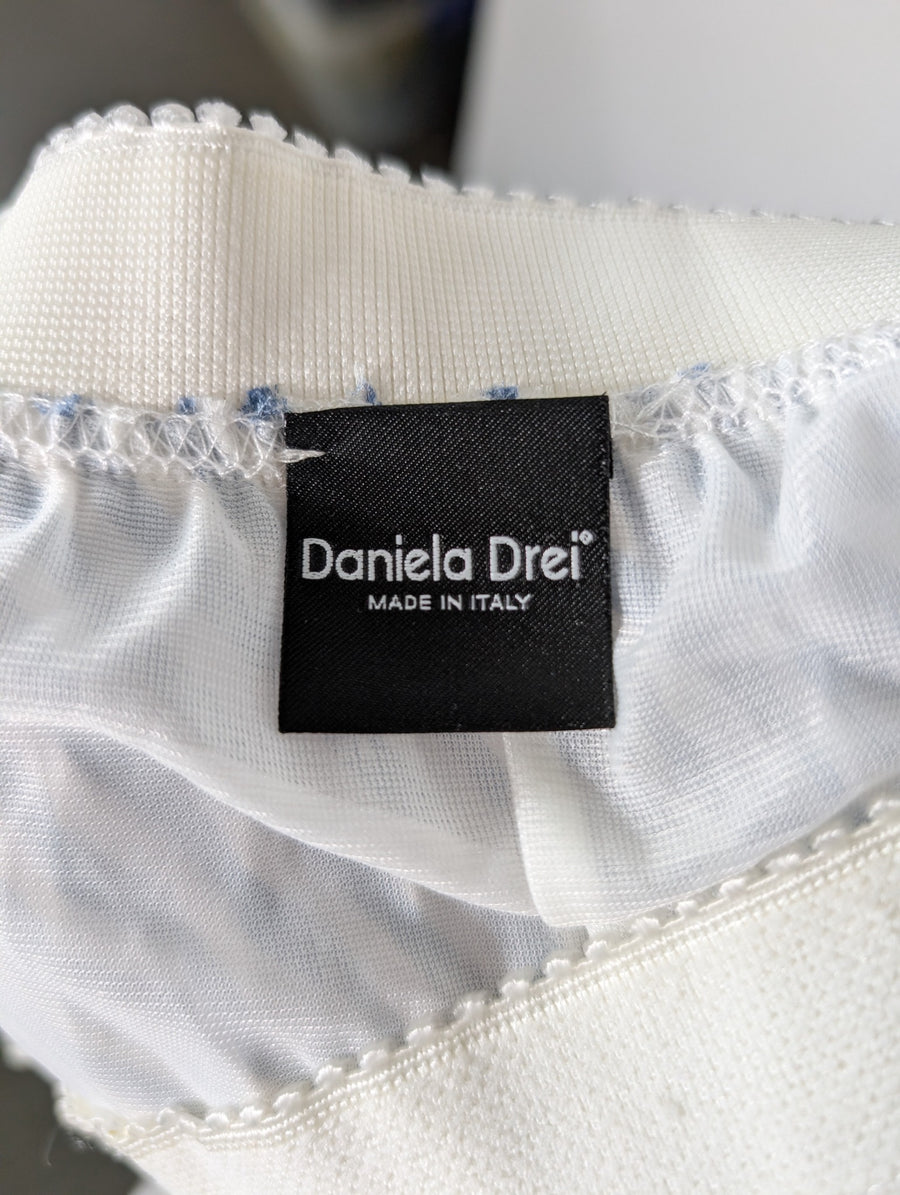Daniela Drei Pleated Midi Skirt Blue and White Striped IT 44 - Image 6