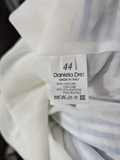 Daniela Drei Pleated Midi Skirt Blue and White Striped IT 44 - Image 7