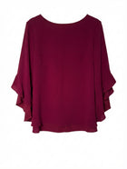 Anthea Crawford Ruffle Sleeve Blouse Burgundy Size 16 - Image 1