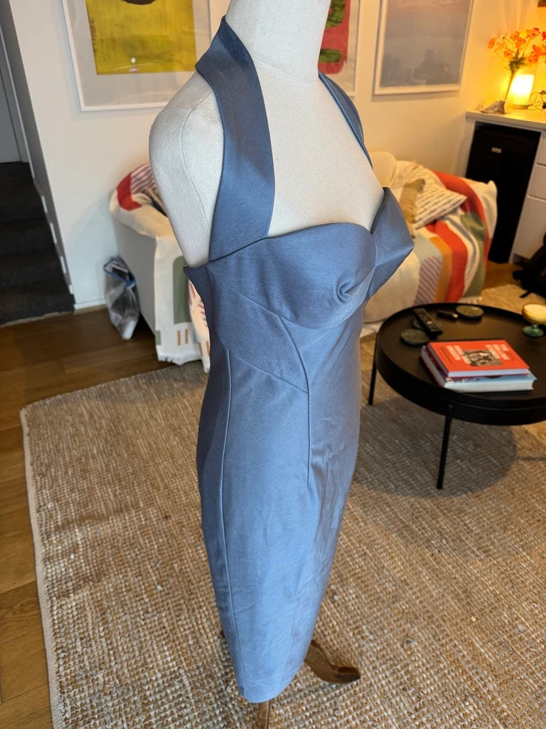 EIK Halter-Neck Dress Blue/Grey - Image 4