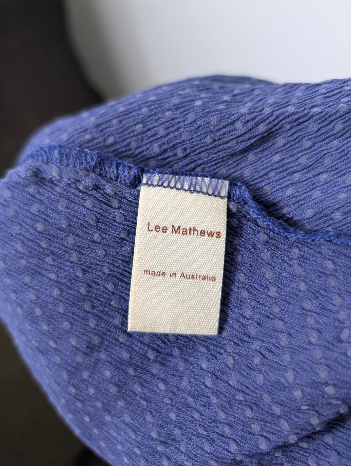 Lee Mathews Silk Swiss Dot Ruffle Midi Dress - Blue - Image 4