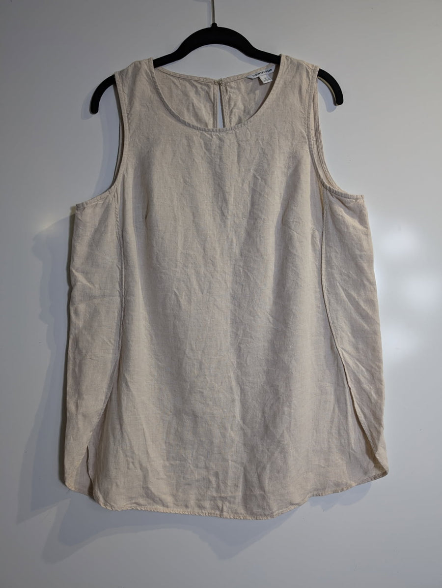 Country Road Women's Linen Sleeveless Tank Top Beige Size 12 - Image 4