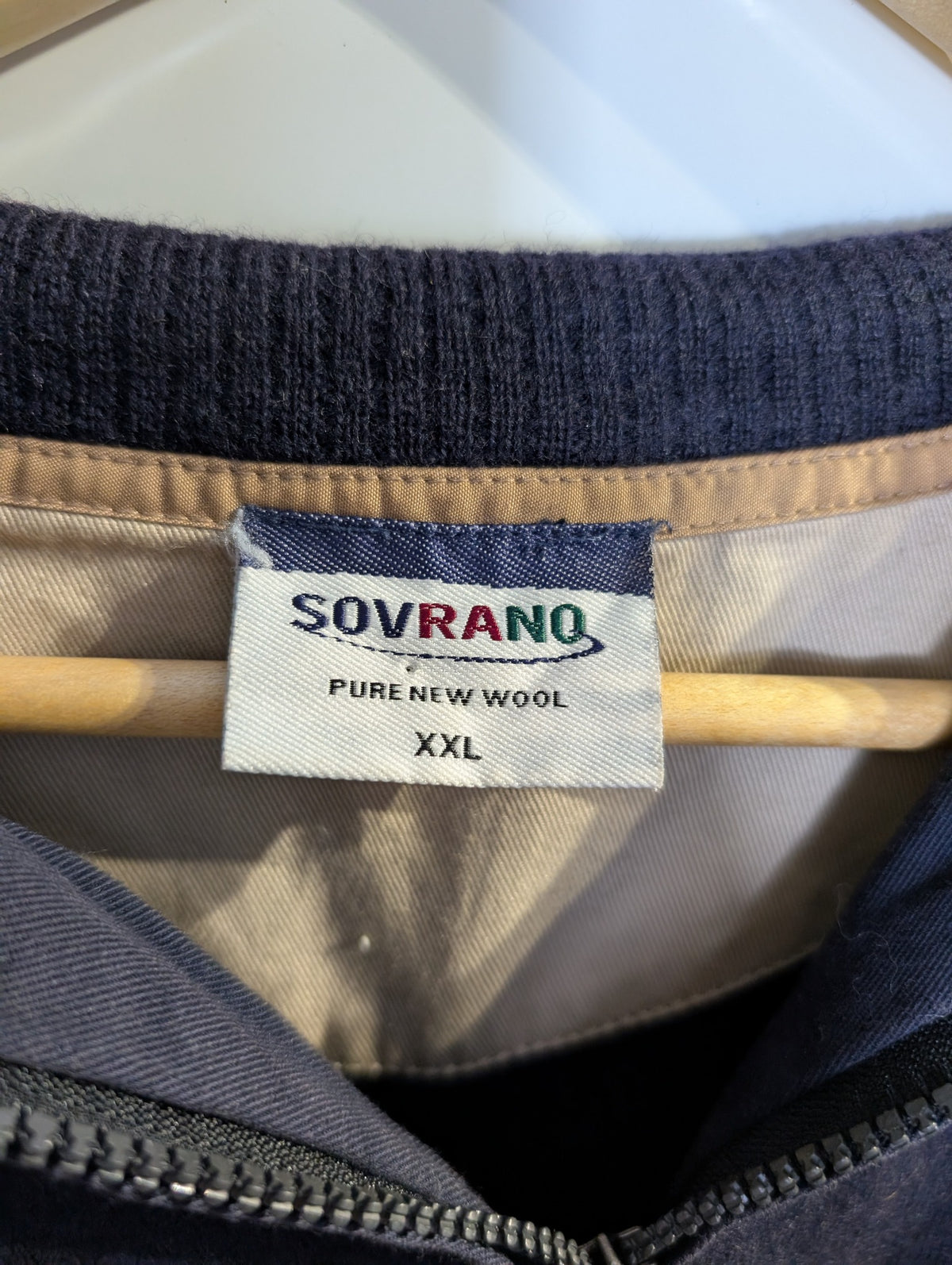 Sovrano Vintage Quarter-Zip Wool Sweater Navy 2XL - Image 2